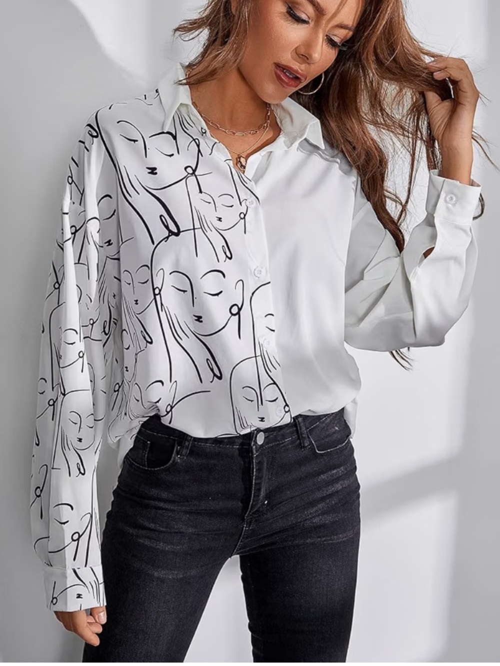 White Shirt with Script Print
